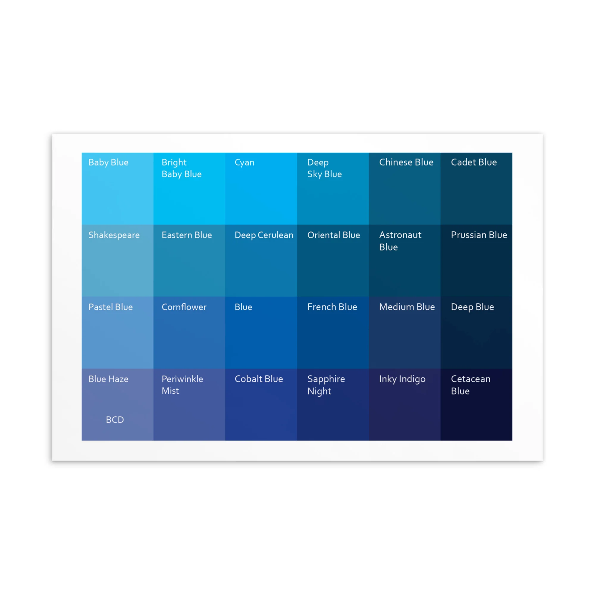 Bright Cool Deep Blues - Color Palette Print - Image 2