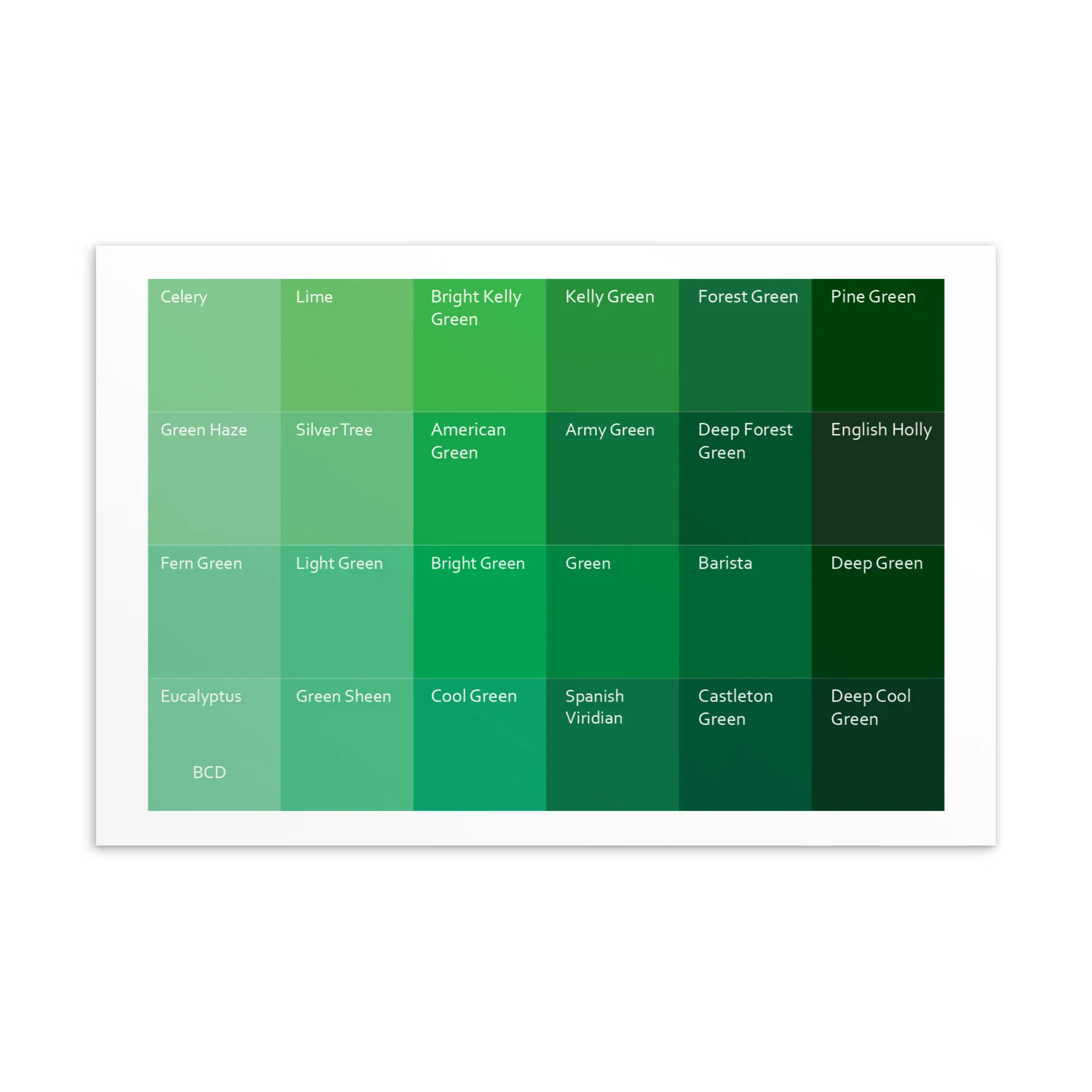 Bright Cool Deep Greens - Color Palette Print - Image 2