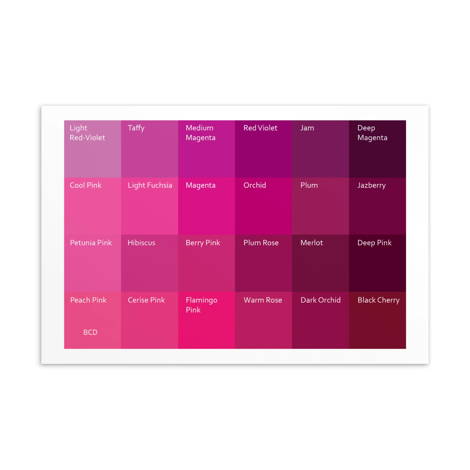 Bright Cool Deep Pinks - Color Palette Print - Image 2