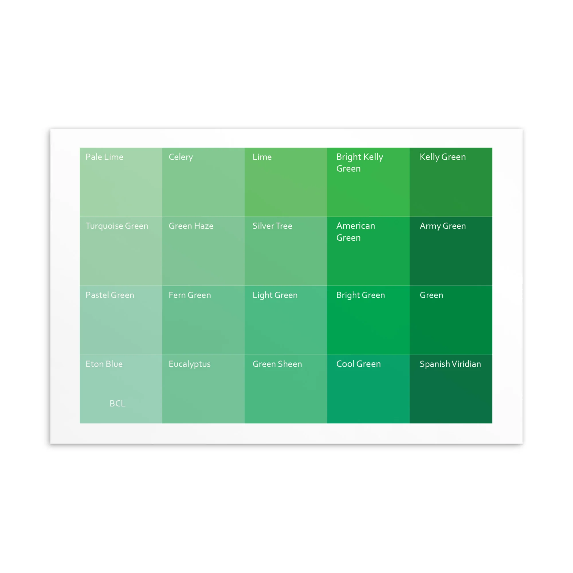 Bright Cool Light Greens - Color Palette Print - Image 2
