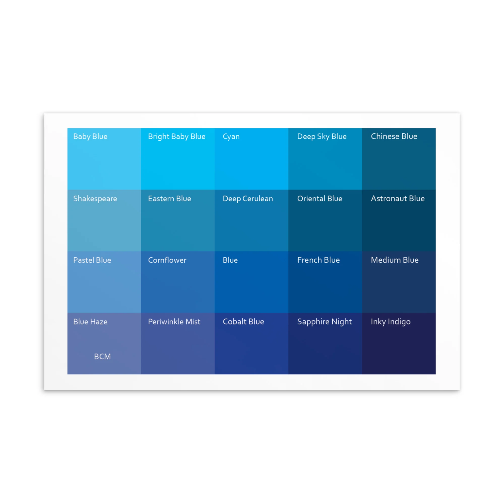 Bright Cool Medium Blues - Color Palette Print - Image 2
