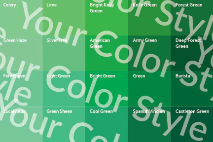 Bright Cool Medium Greens - Color Palette Print