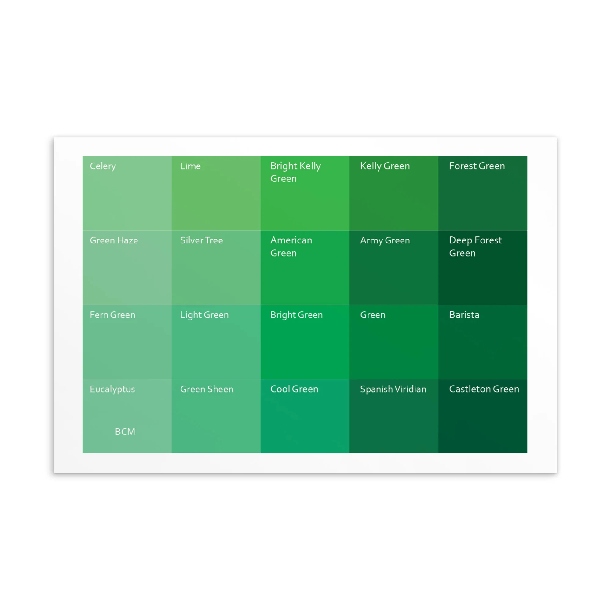 Bright Cool Medium Greens - Color Palette Print - Image 2