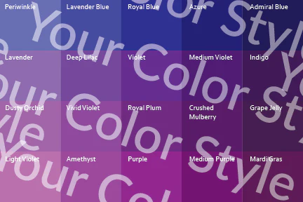 Bright Cool Medium Purples - Color Palette Print