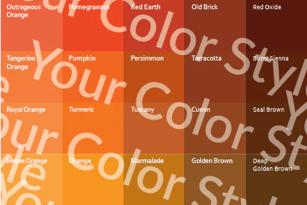 Bright Warm Deep Oranges - Color Palette Print