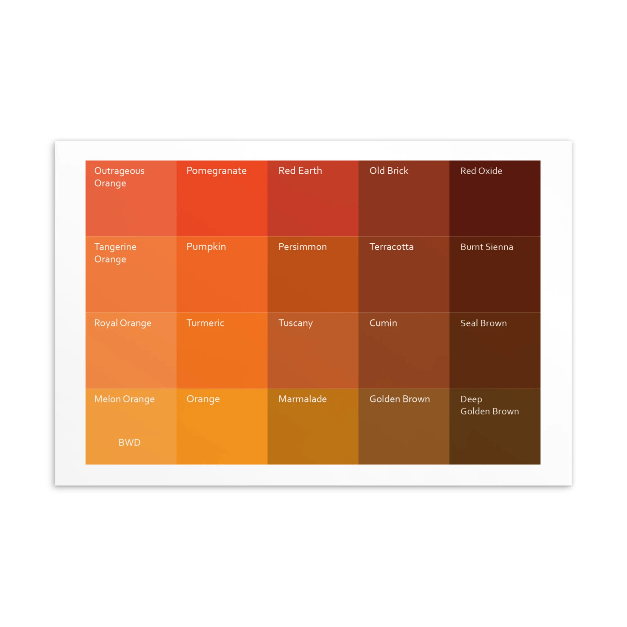 Bright Warm Deep Oranges - Color Palette Print - Image 2