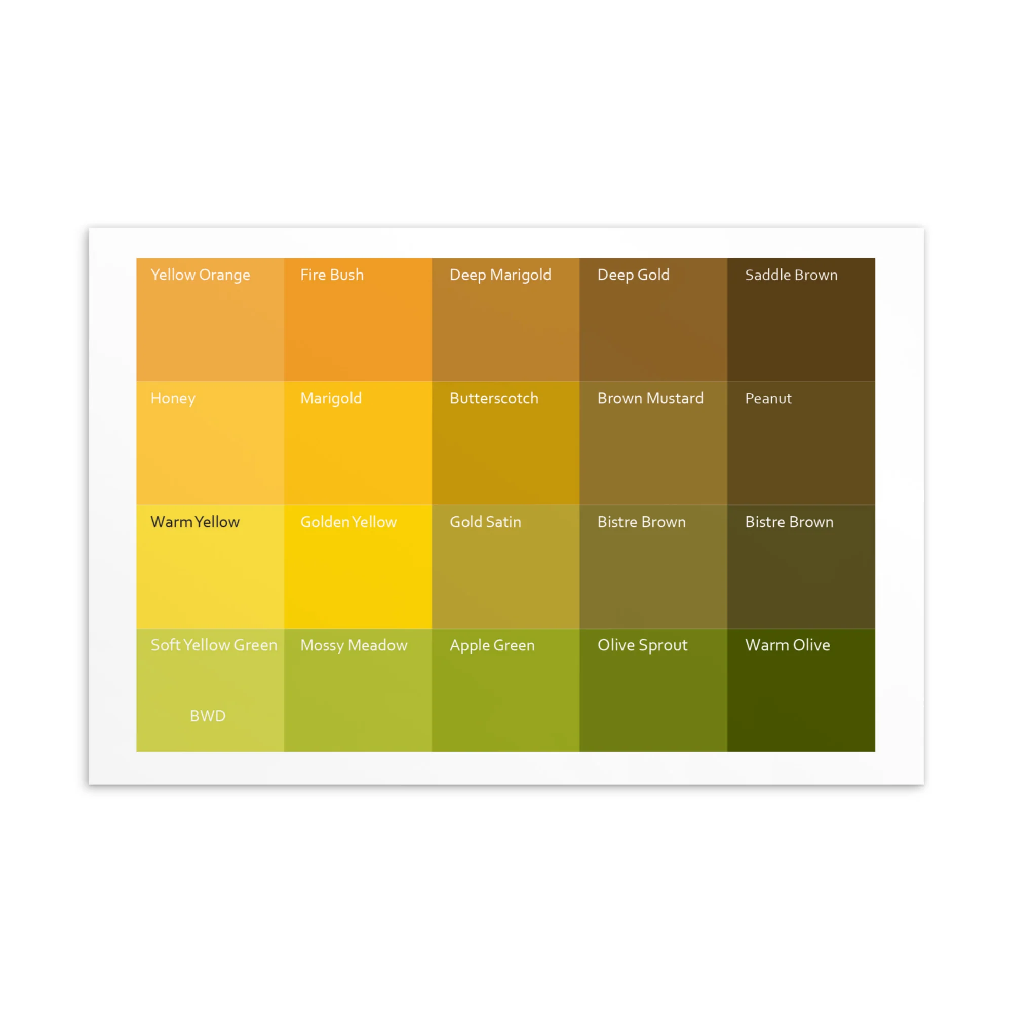 Bright Warm Deep Yellows - Color Palette Print - Image 2