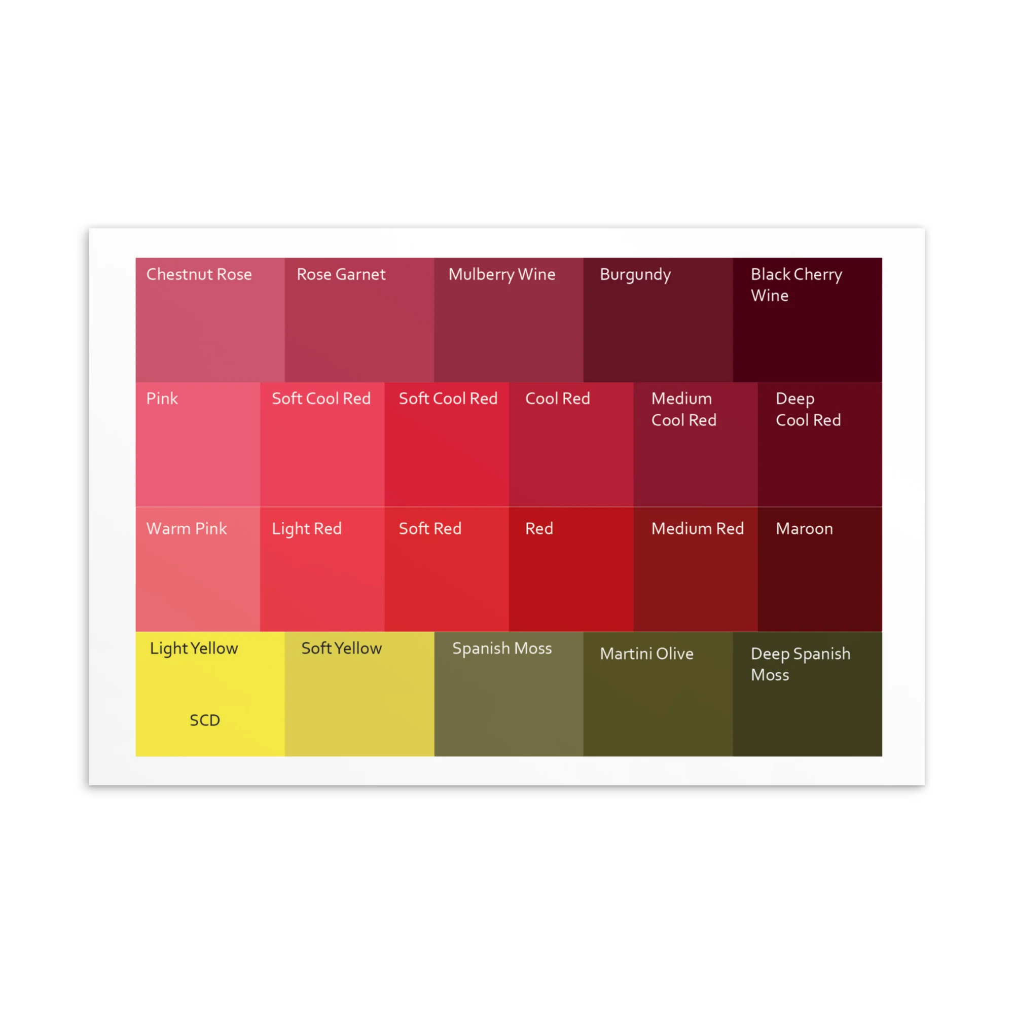 Soft Cool Deep Reds - Color Palette Print - Image 2