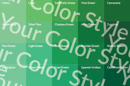 Soft Cool Medium Greens - Color Palette Print