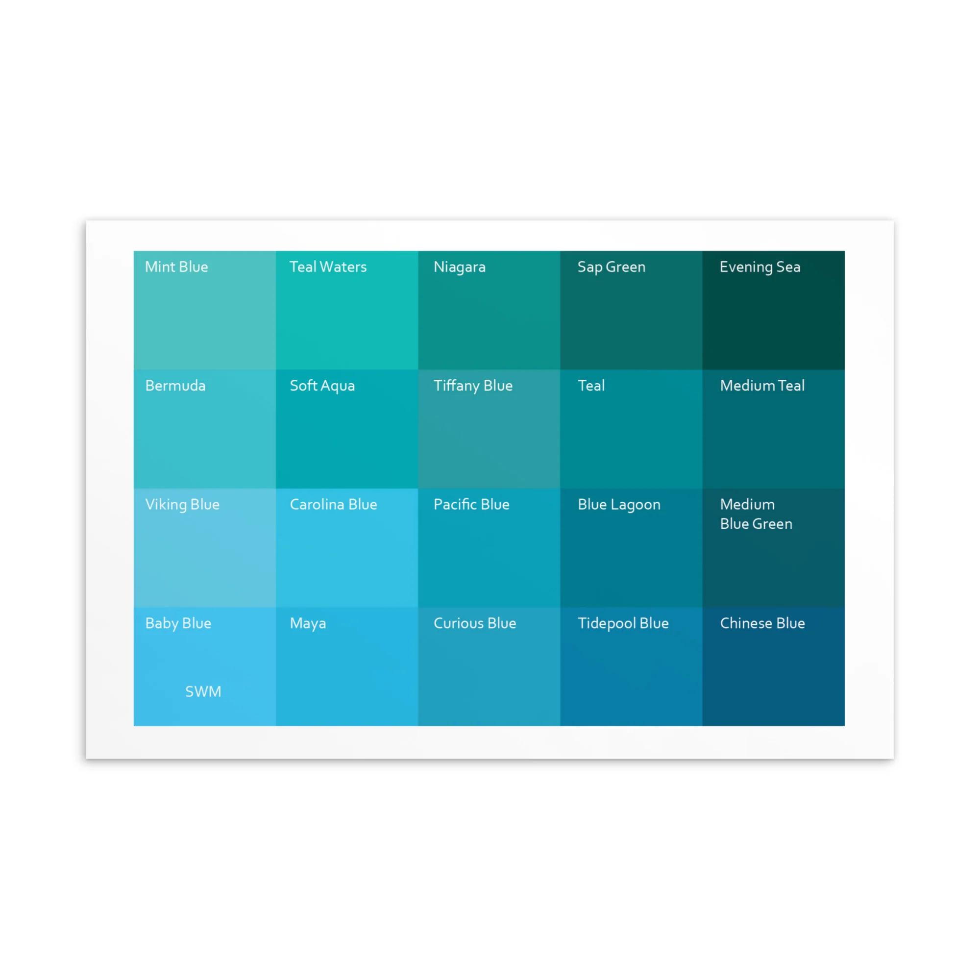 Soft Warm Medium Blues - Color Palette Print - Image 2