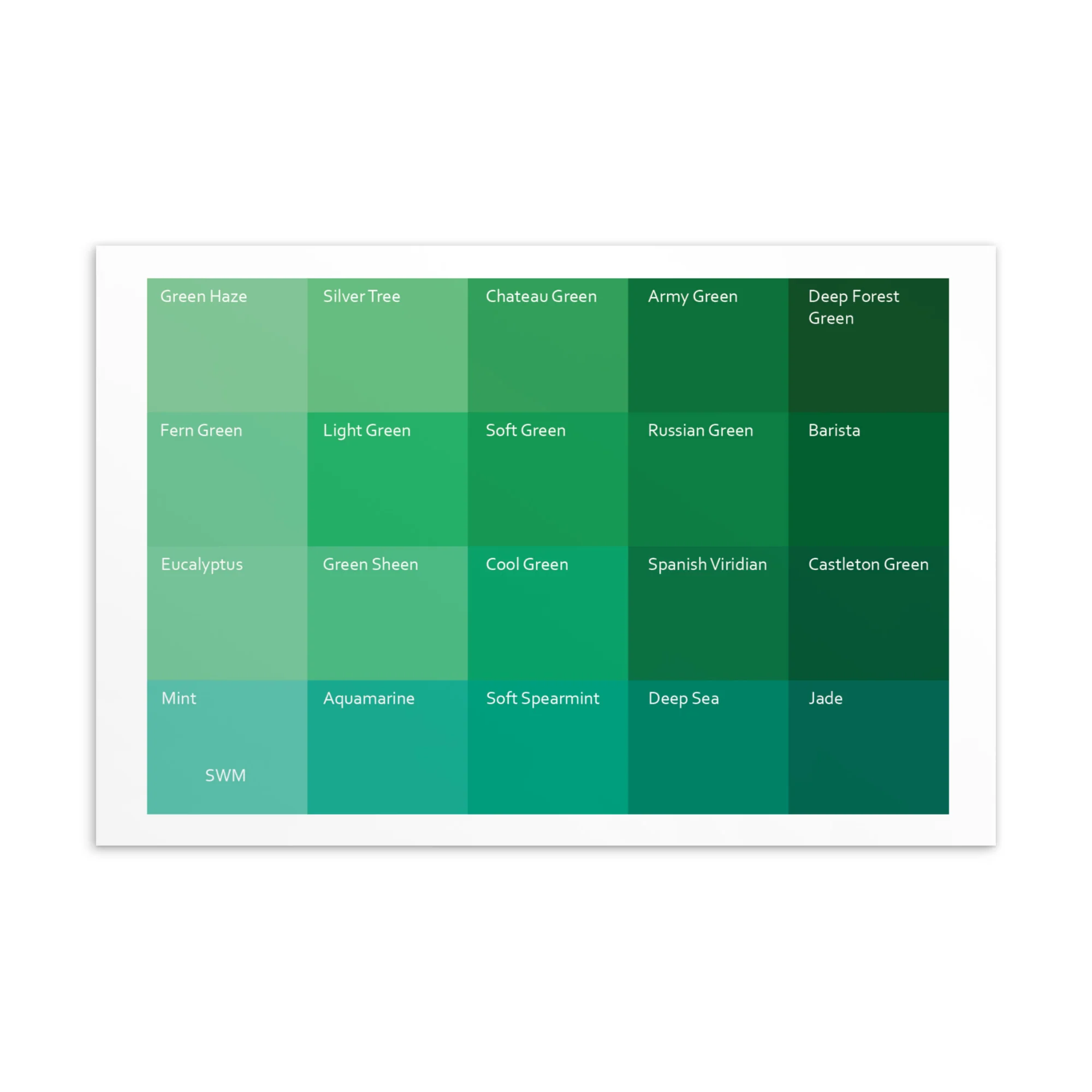 Soft Warm Medium Greens - Color Palette Print - Image 2