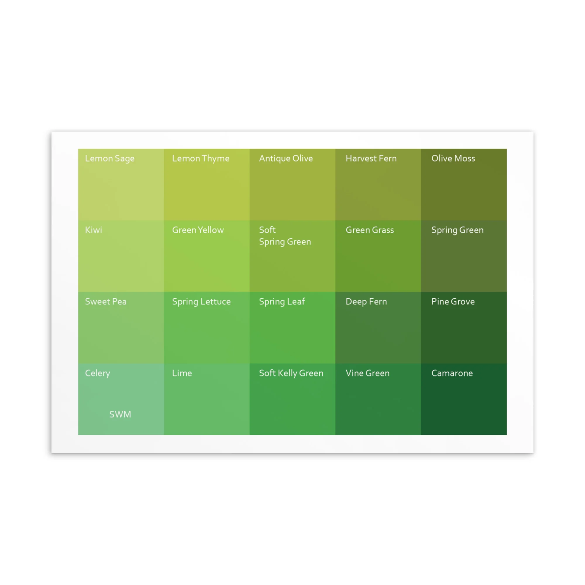 Soft Warm Medium Warm Greens - Color Palette Print - Image 2